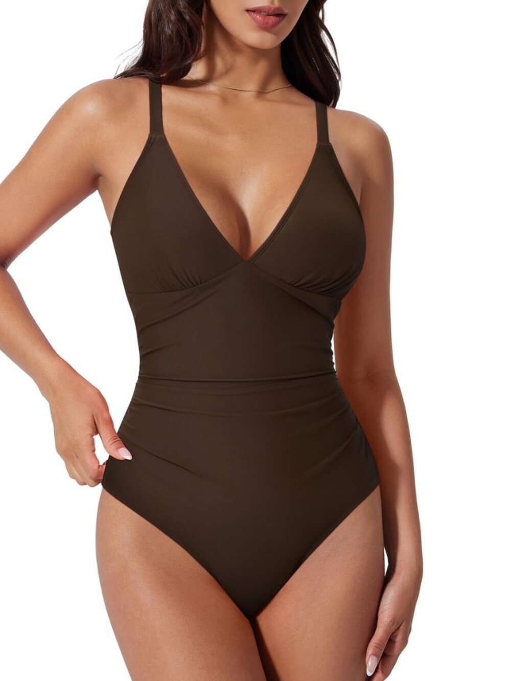 Women Tummy Control One Piece Swimsuit Sexy V Neck Push Up Bathing Suit